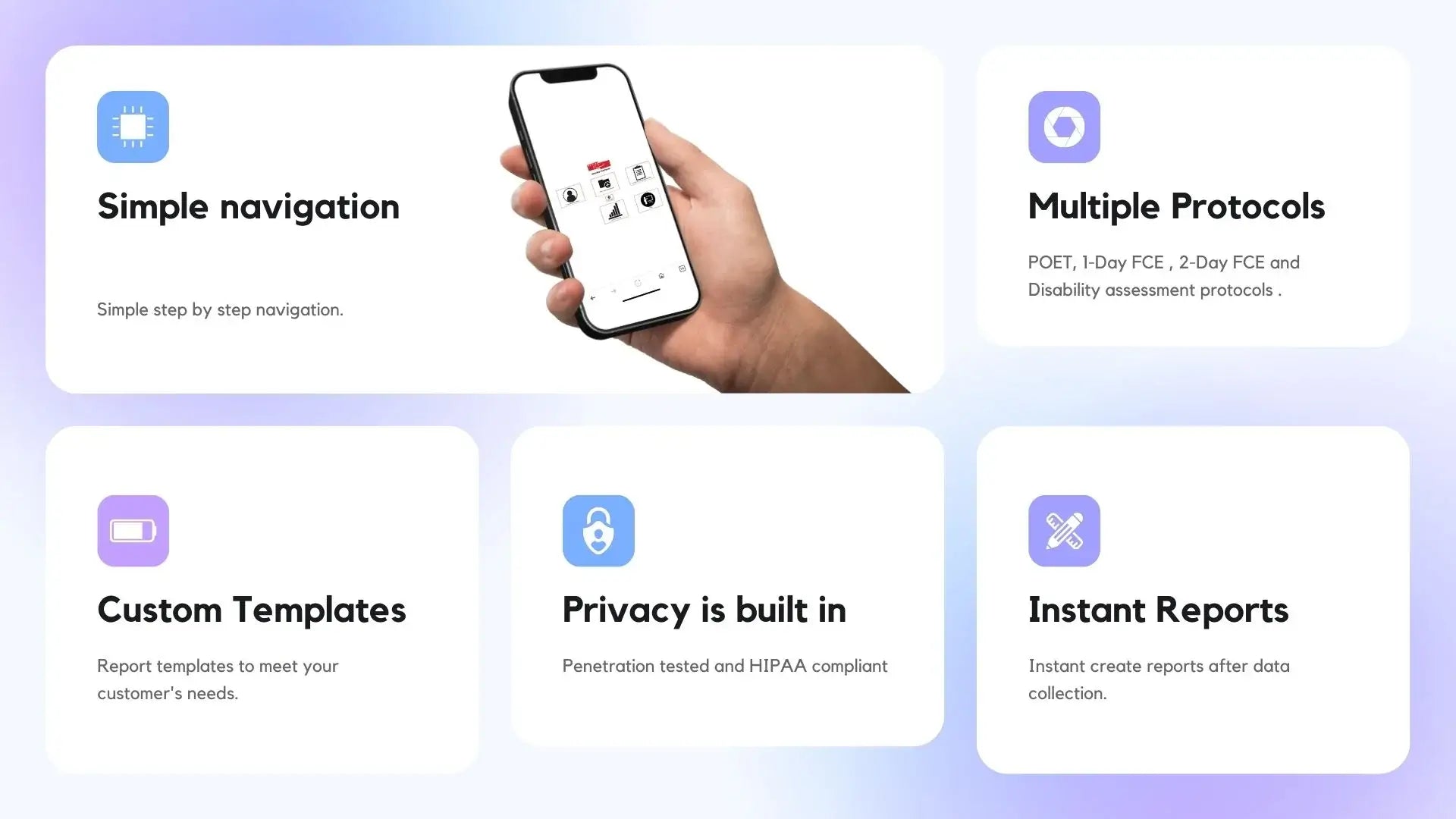 Metriks FCE software on a smartphone, featuring easy navigation and fast reports.