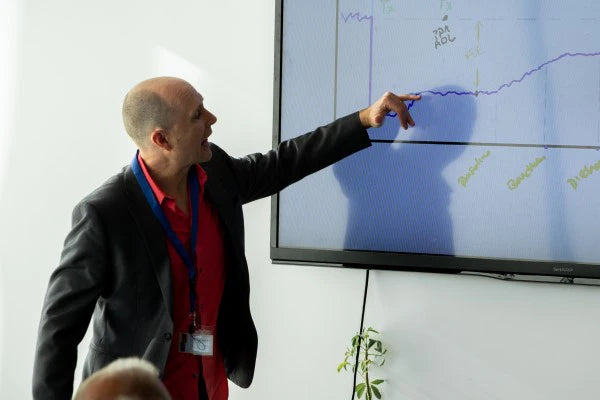 Instructor presenting FCE data analysis during a functional evaluation training.