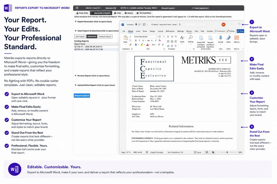 Metriks Functional Capacity Evaluation Software